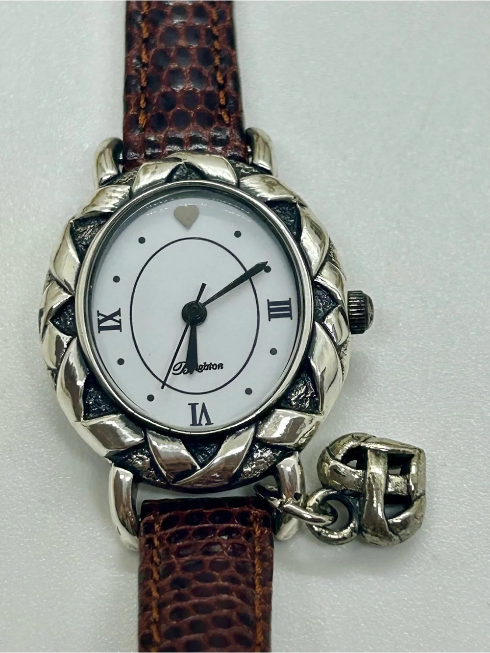Brighton Vintage Carmel Women’s Quartz Watch Brown Leather Strap Heart Toggle